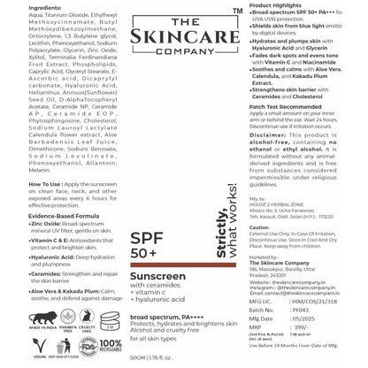 SPF 50 Sunscreen with Ceramides Vitamin C & Hyaluronic Acid